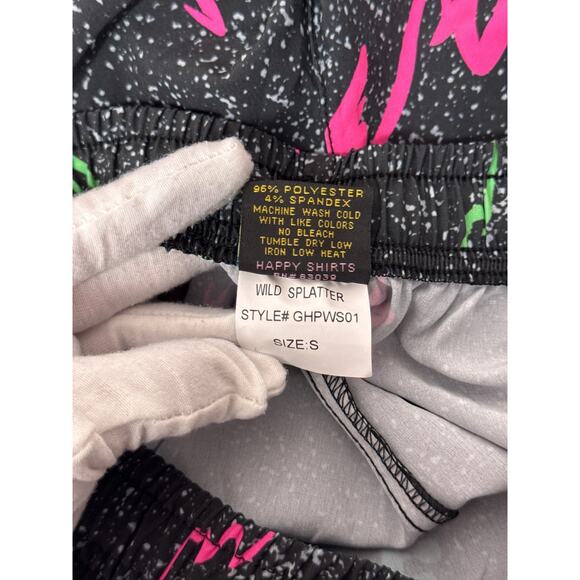 Vintage Gecko Hawaii Pants Small Womens 90s Neon Gecko Wild Paint Splatter - Picture 7 of 7